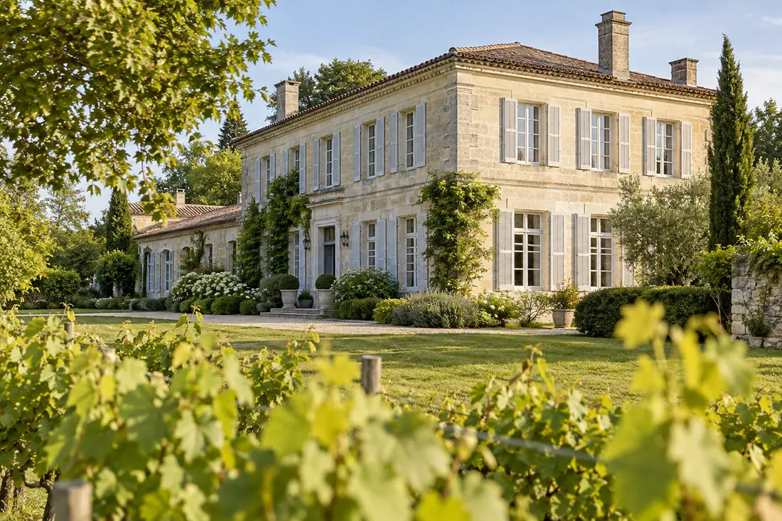 Maison de maître en pierre et son jardin